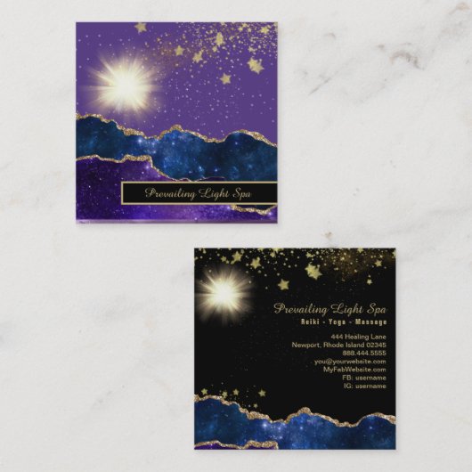 *~* Energieramp met Paars goud van Agate Light Vierkante Visitekaartje (Voorkant / Achterkant)