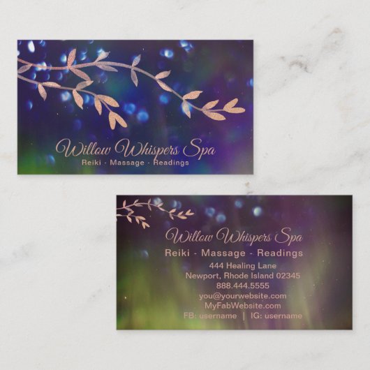 *~* Energiesubbels Noordelijke Lichten Wilde Tak Visitekaartje (Voorkant / Achterkant)