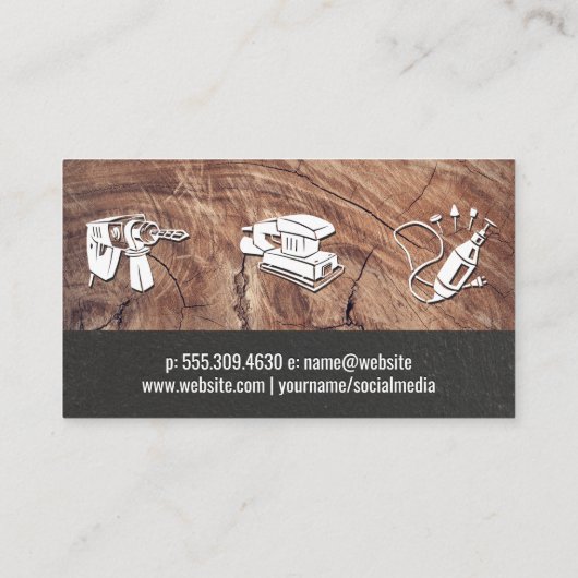 Energietools | Hout en getextureerde muur Visitekaartje (Achterkant)