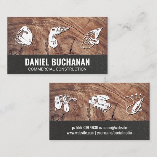 Energietools | Hout en getextureerde muur Visitekaartje (Voorkant / Achterkant)