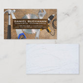 Energietools | houten plank | bruin gedragen leer visitekaartje (Voorkant / Achterkant)