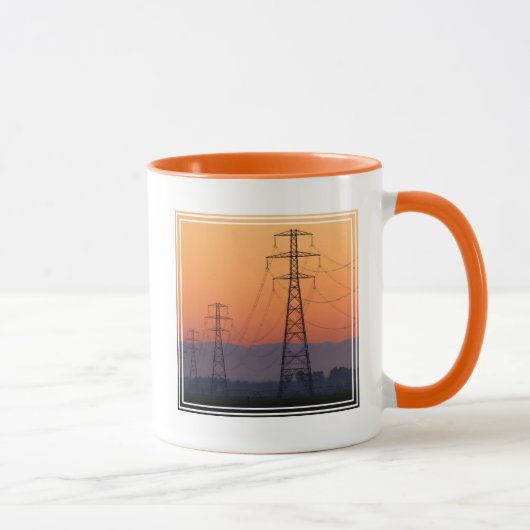 Energiezuilen bij zonsondergang mok (Rechts)