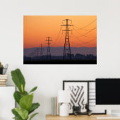 Energiezuilen bij zonsondergang poster (Thuiskantoor)