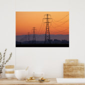 Energiezuilen bij zonsondergang poster (Keuken)
