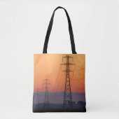 Energiezuilen bij zonsondergang tote bag (Voorkant)