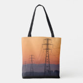 Energiezuilen bij zonsondergang tote bag (Achterkant)