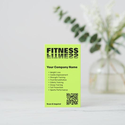 Energize Merk Lime Green & Black Personal Trainer Visitekaartje (Staand voorkant)