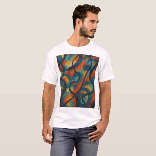 Energized Chaos - Abstracte expressionistische ful T-shirt (Voorkant volledig)