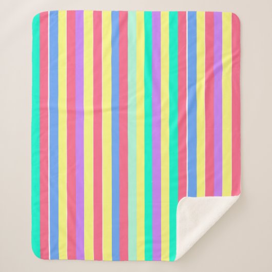 Energizing Spring Pastel Stripes Sherpa Deken (Voorkant)