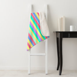 Energizing Spring Pastel Stripes Sherpa Deken