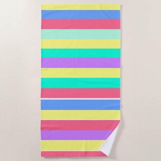 Energizing Spring Pastel Stripes Strandlaken (Voorkant)