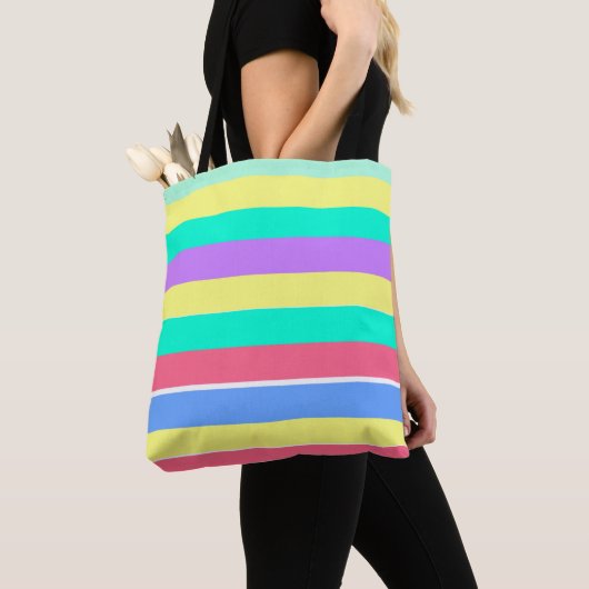Energizing Spring Pastel Stripes Tote Bag (Dichtbij)