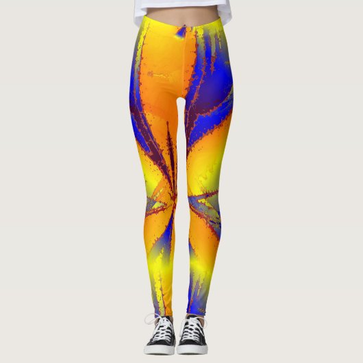 Energy Blue Sinaasappel Yellow Leggings (Voorkant)