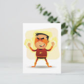 Energy Boy - Cartoon Superheld Superpower Briefkaart (Staand voorkant)