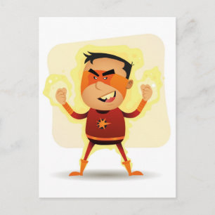 Energy Boy - Cartoon Superheld Superpower Briefkaart