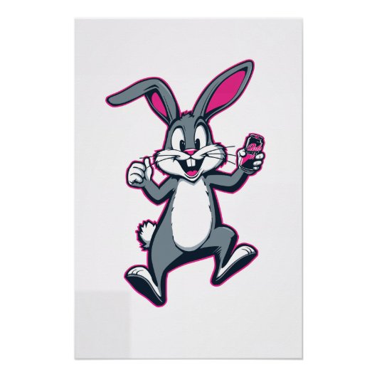 Energy Bunny Poster – Cute Rabbit Kids Wall Art (Voorkant)