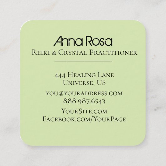 *~* Energy Crystal Healing Yoga Reiki Master Vierkante Visitekaartje (Achterkant)