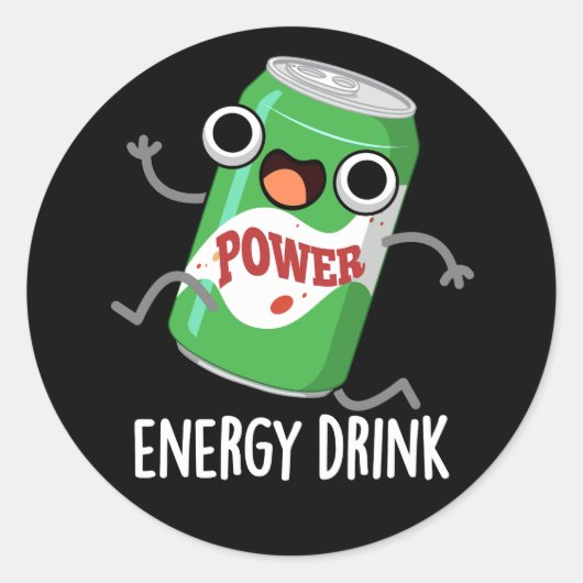 Energy Drink Funny Energetic Drink Pun Ronde Sticker (Voorkant)