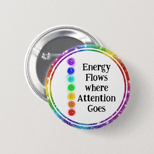 Energy Flows Chakra Alignment Spiritual Awareness Ronde Button 5,7 Cm (Voorkant /achterkant)