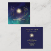 *~* Energy Hand Universe Cosmic Stars Light Vierkante Visitekaartje (Voorkant / Achterkant)