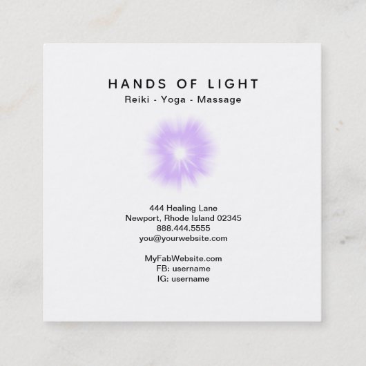 *~* Energy Hands Ball | Reiki Healing Lights Vierkante Visitekaartje (Achterkant)