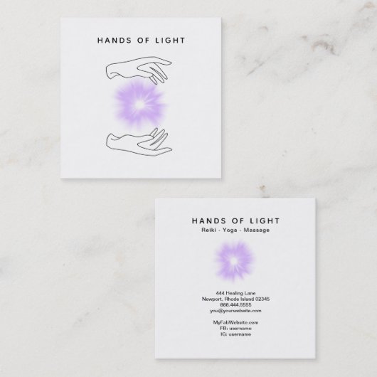 *~* Energy Hands Ball | Reiki Healing Lights Vierkante Visitekaartje (Voorkant / Achterkant)
