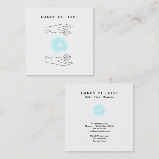 *~* Energy Hands Ball + Reiki Light Healing Vierkante Visitekaartje (Voorkant / Achterkant)