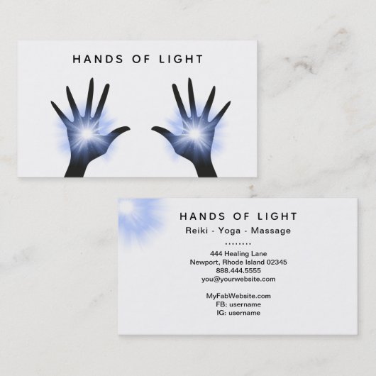 *~* Energy Hands Reiki Healing Light Stars Visitekaartje (Voorkant / Achterkant)