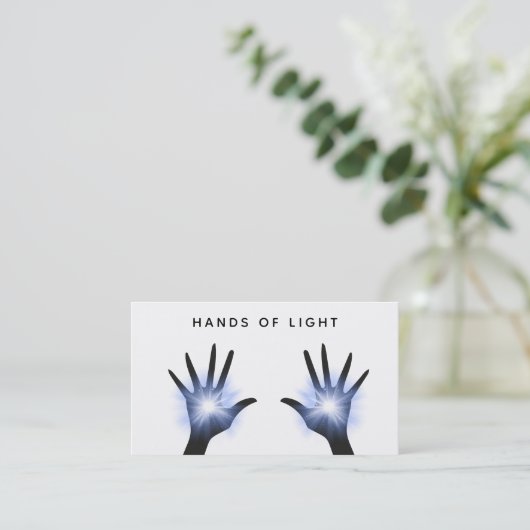 *~* Energy Hands Reiki Healing Light Stars Visitekaartje (Staand voorkant)