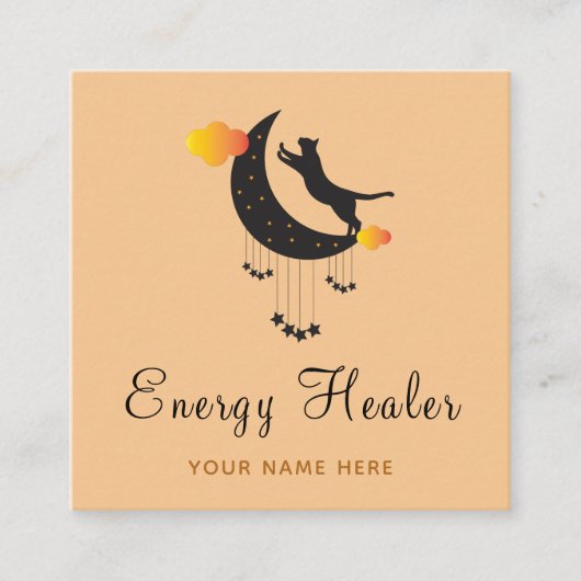 Energy Healer Black Cat Psychic Fortune Teller Vierkante Visitekaartje (Voorkant)