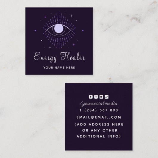 Energy Healer Fortune Teller Magical Eye-sterren Vierkante Visitekaartje (Voorkant / Achterkant)