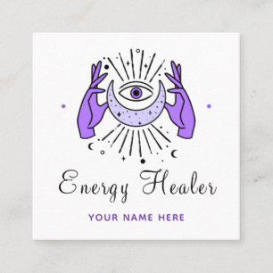Energy Healer Fortune Teller magische handen en og Vierkante Visitekaartje