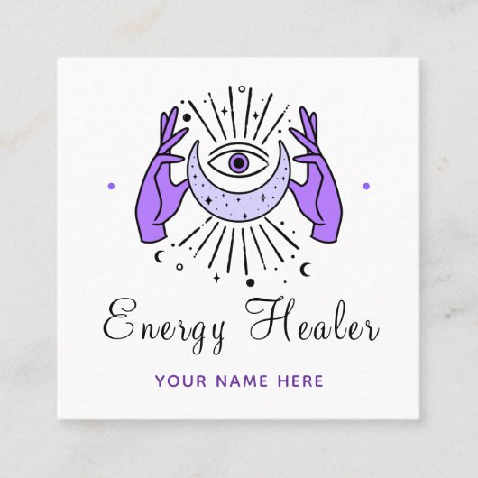Energy Healer Fortune Teller magische handen en og Vierkante Visitekaartje (Voorkant)