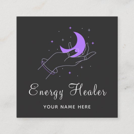 Energy Healer Fortune Teller Mystic Hand Moon Star Vierkante Visitekaartje (Voorkant)