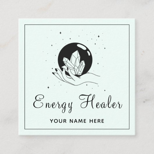Energy Healer Fortune Teller Mystic Hand Sociaal Vierkante Visitekaartje (Voorkant)