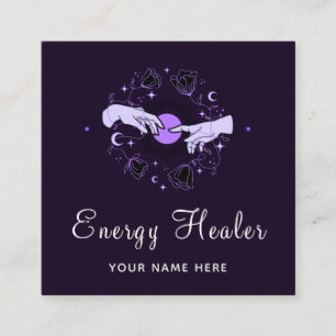 Energy Healer Fortune Teller Mystical Dark Paarse Vierkante Visitekaartje