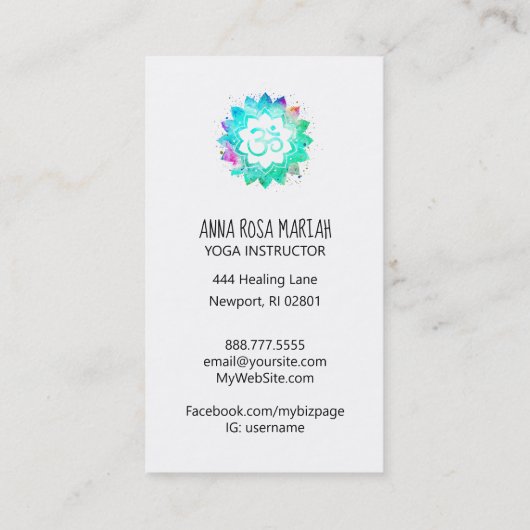 *~* Energy Healer Lotus Mandala om Symbol Visitekaartje (Achterkant)