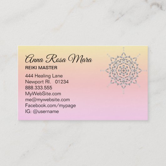 *~* Energy Healer Massage Reiki Meditation Yoga Visitekaartje (Achterkant)