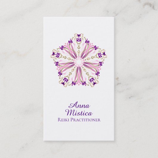 *~* Energy Healer Reiki Massage Yoga Mandala Visitekaartje (Voorkant)