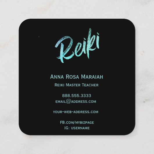 ** Energy Healer Reiki Master Practitioner Heal Vierkante Visitekaartje (Achterkant)