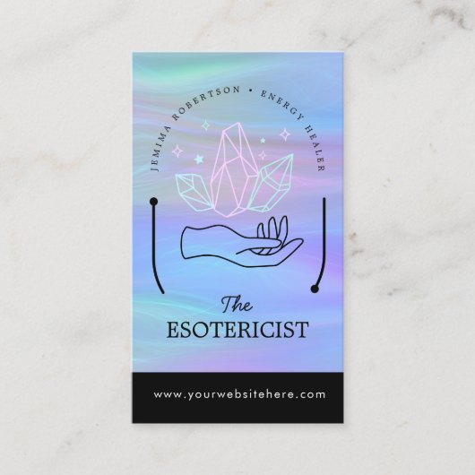 Energy Healer, Reiki, Tarot, Esoteric Crystals Bus Visitekaartje (Voorkant)