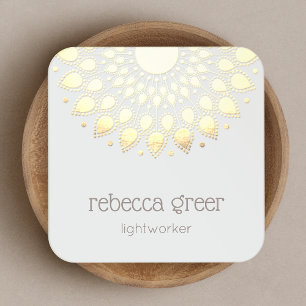 Energy Healer Yellow Gold Floral Lotus Mandala Vierkante Visitekaartje