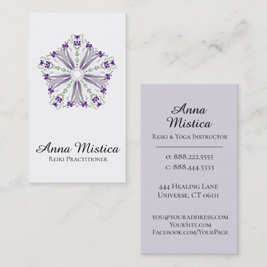 *~* Energy Healer Yoga Reiki Massage Mandala Visitekaartje (Voorkant / Achterkant)