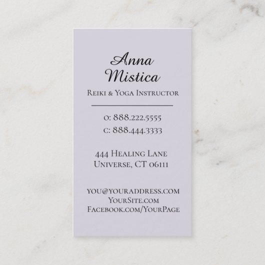 *~* Energy Healer Yoga Reiki Massage Mandala Visitekaartje (Achterkant)