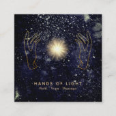 *~* Energy Healing Hands Ball of Reiki Light Navy Vierkante Visitekaartje (Voorkant)
