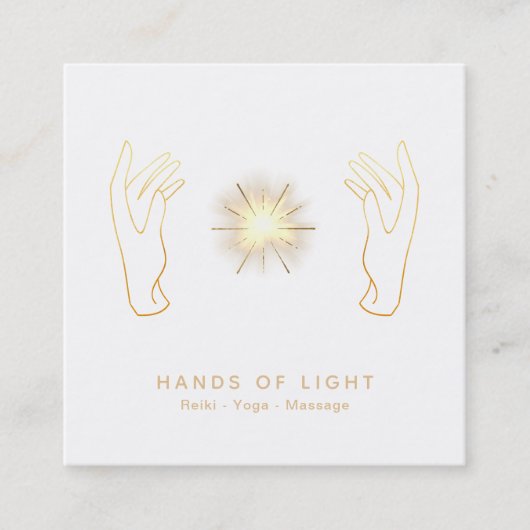 *~* Energy Healing Hands Ball of Reiki Light Vierkante Visitekaartje (Voorkant)