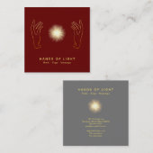 *~* Energy Healing Hands Ball Reiki Light Red Vierkante Visitekaartje (Voorkant / Achterkant)