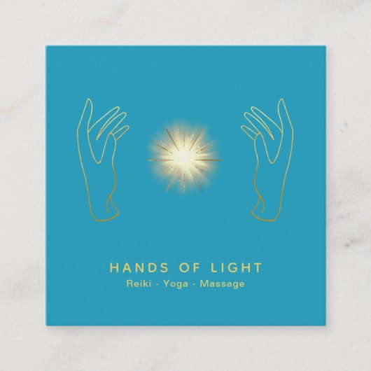 *~* Energy Healing Hands Ball Reiki Light Vierkante Visitekaartje (Voorkant)
