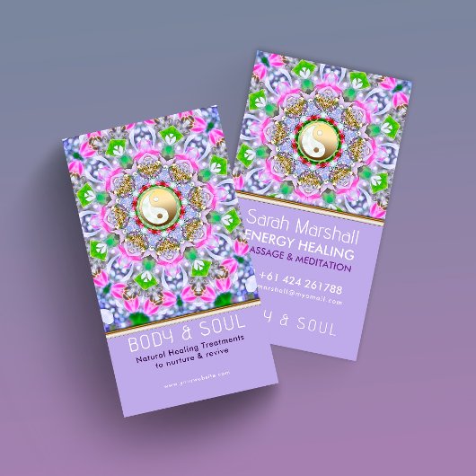 Energy Healing Holistic Lilac Gold Sparkle Visitekaartje