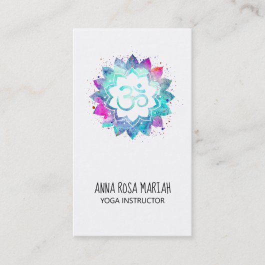 *~* Energy Healing Lotus Mandala Om Aum Symbol Visitekaartje (Voorkant)